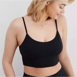Aerie Chill Longline Ribbed Black Bralette
